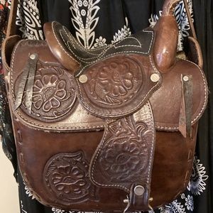 Tooled Leather Saddle Purse